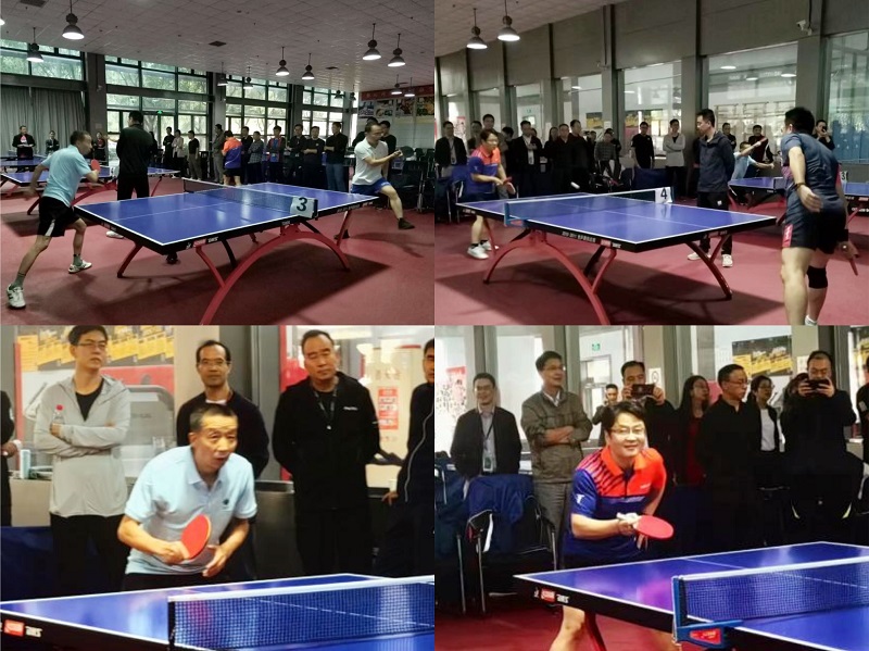 南京铁道职业技术学院党委委员、副院长曹国红和云南轻纺职业学院副校长李有进代表班级参加男单对决，凌厉的攻势，稳健而严密的防守，不断引起观众阵阵加油声、叫好声和欢呼声。