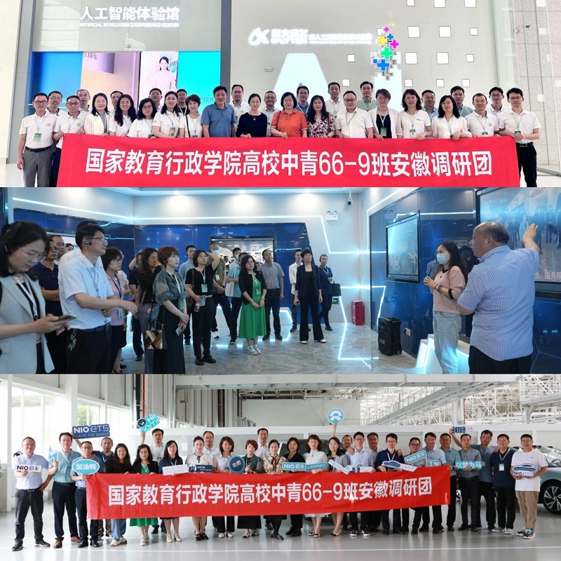 在科大讯飞股份有限公司展厅，学员们体验了智能化、便捷化的语音交互系统和人工智能办公设备，对该公司支持院校共建产业学院、开设专门课程和实验室、建立技术研究中心和创新基地，推动创新创业教育的成功经验留下了深刻印象；合肥京东方光电科技有限公司向学员展示了TFT-LCD显示屏等高科技产品，该公司成立校企合作项目中心，形成了线上课程与线下培训相结合、理论知识与心态引导相结合、企业授课与校内授课相结合的“三结合”立体培育体系；在蔚来汽车合肥生产基地车间，学员们仿佛进入了“未来世界”，全球领先的新能源汽车智能产线展现了“中国智造”的实力。