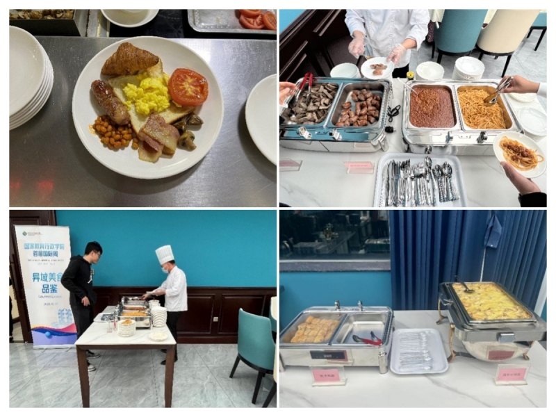     后勤中心高度重视此次活动，要求餐饮部除少量必购食材外，加强专业技能学习提升，立足自身，学习制作好相关异域美食。经餐饮部研发设计和反复实验改进，共推出了包括英式早餐、意大利肉酱面、英式司康、西班牙焗饭等6款美食。
    此次美食品鉴活动，丰富了国际周内容，促进了大家对异域美食文化的了解，丰富了学院餐饮内容，收到了良好效果。